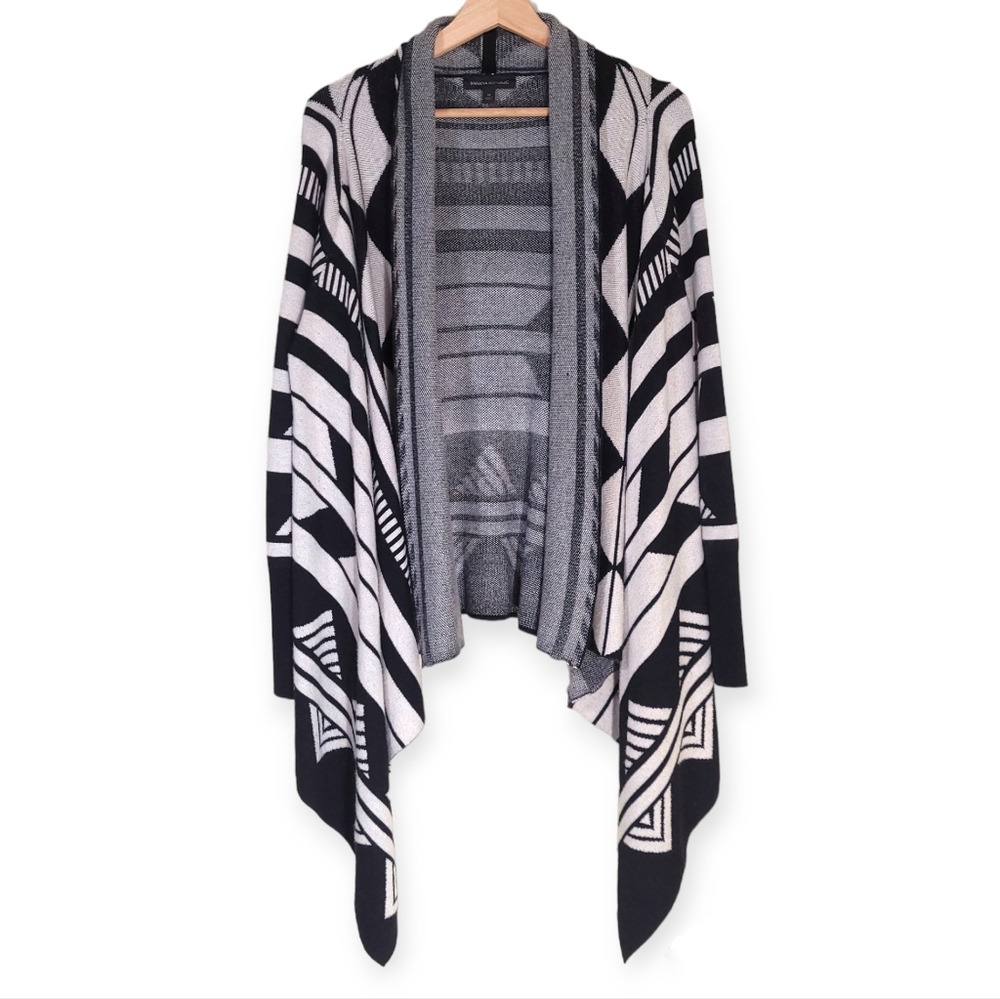 Banana Republic Black & White Aztec Print Merino Wool Blend Cardigan